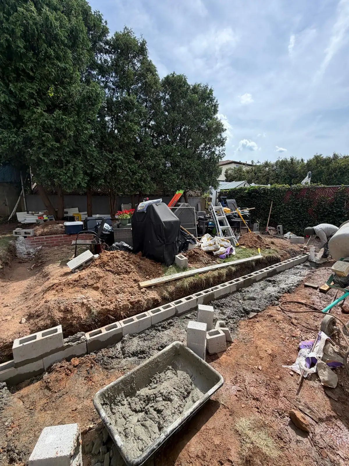 Backyard excavation for retaining wall — Emerson Hill, Staten Island