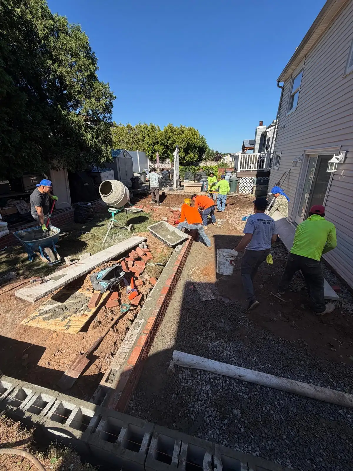 Backyard patio base preparation — Emerson Hill, Staten Island