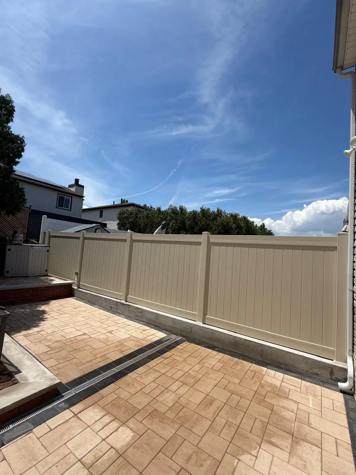 Backyard paver patio with privacy fence — Emerson Hill, Staten Island