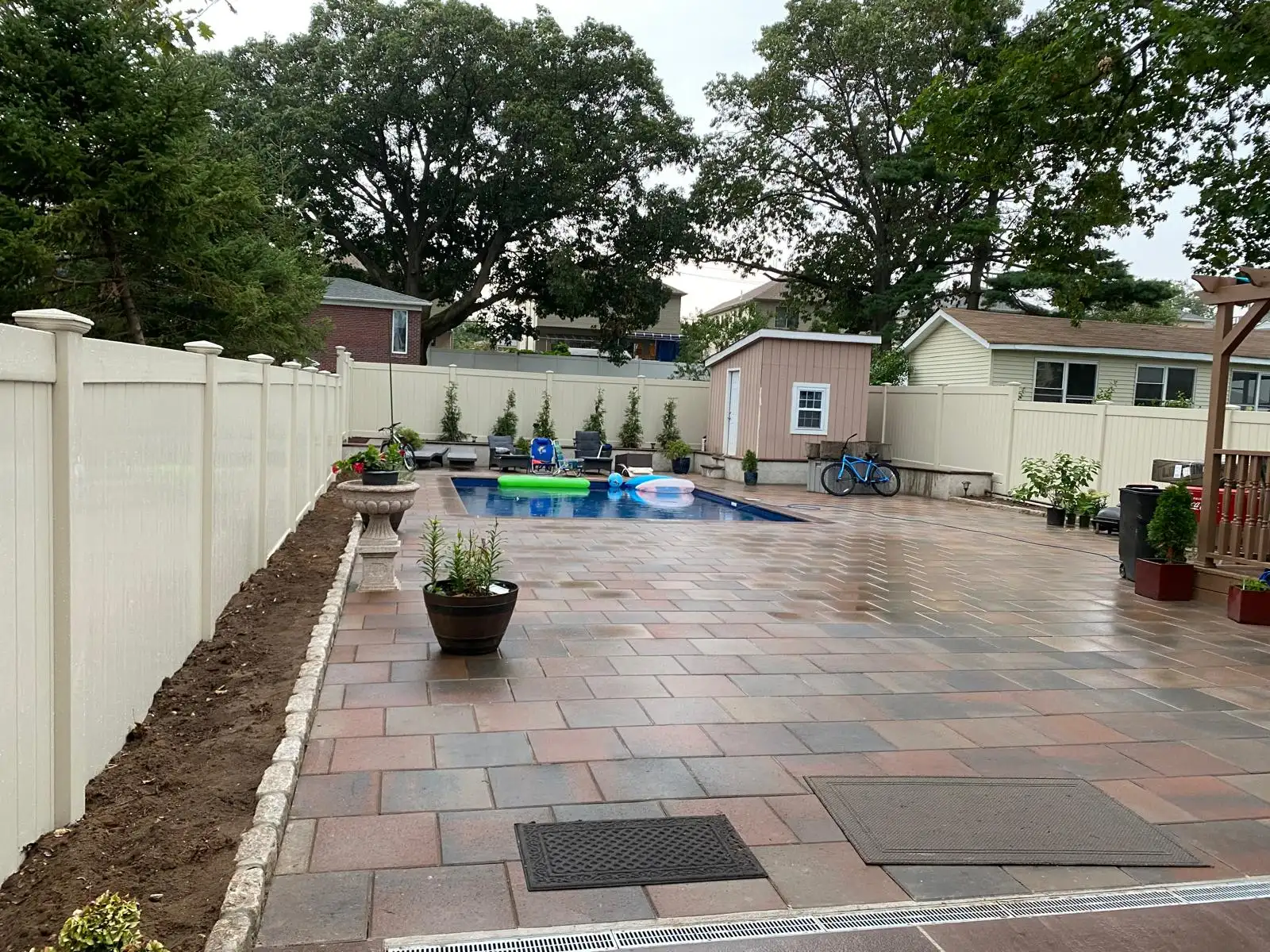 Backyard pavers and fence — Arrochar, Staten Island