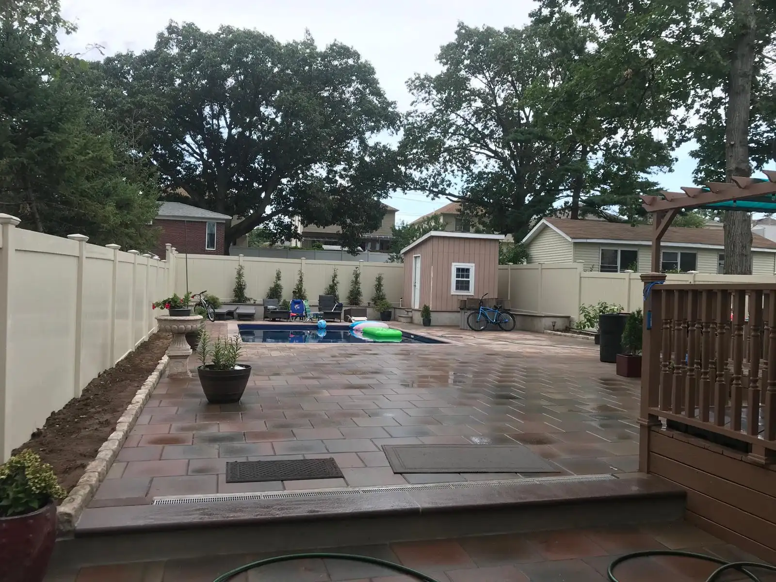 Backyard pavers with planters — Arrochar, Staten Island