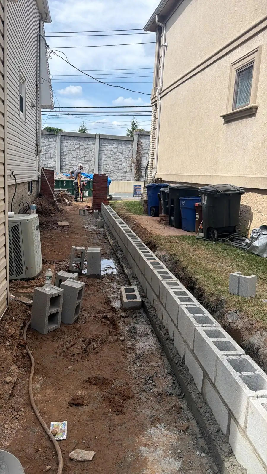 Block wall along side yard — Emerson Hill, Staten Island