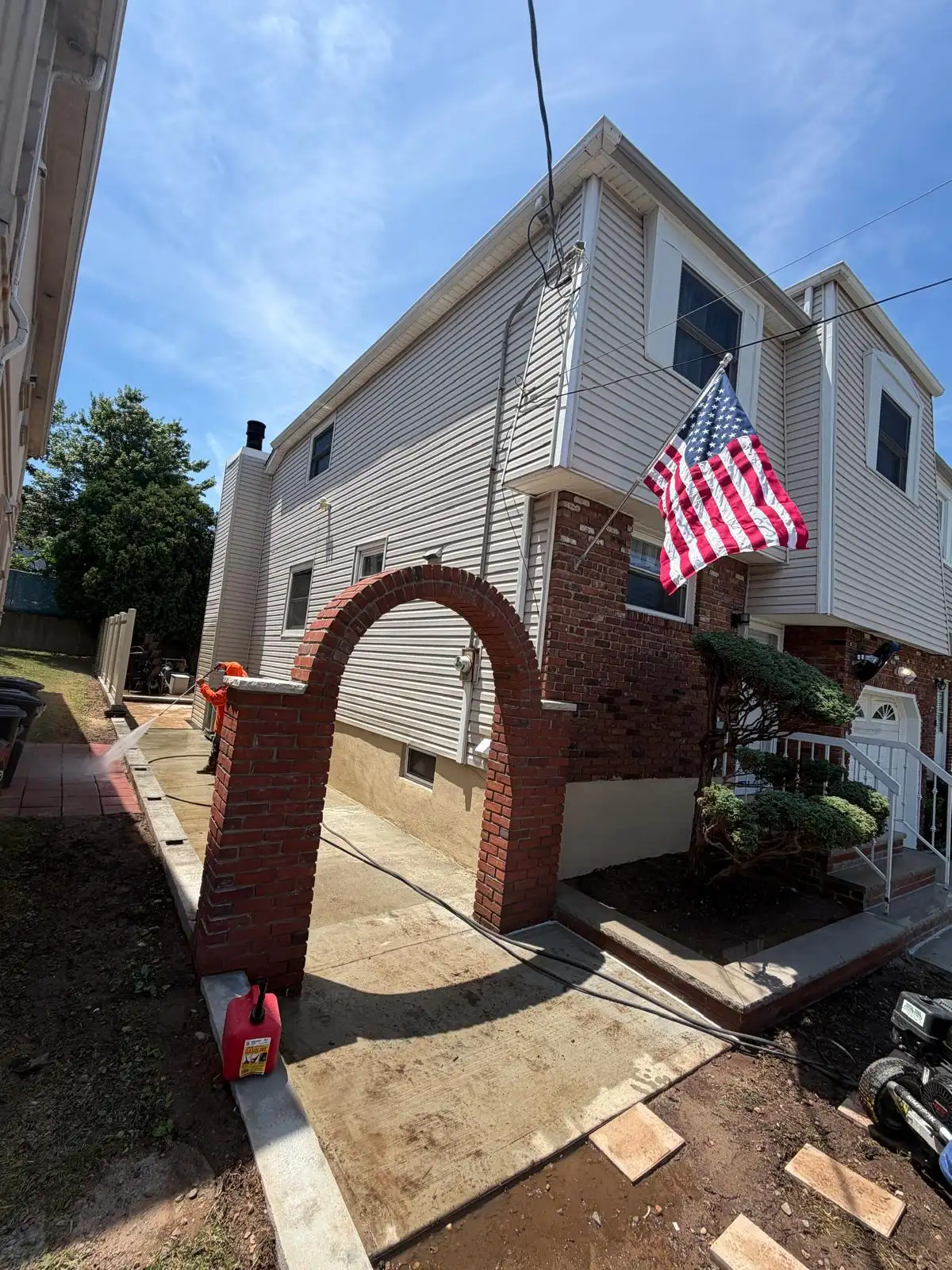 Brick arch entrance with garden — Emerson Hill, Staten Island