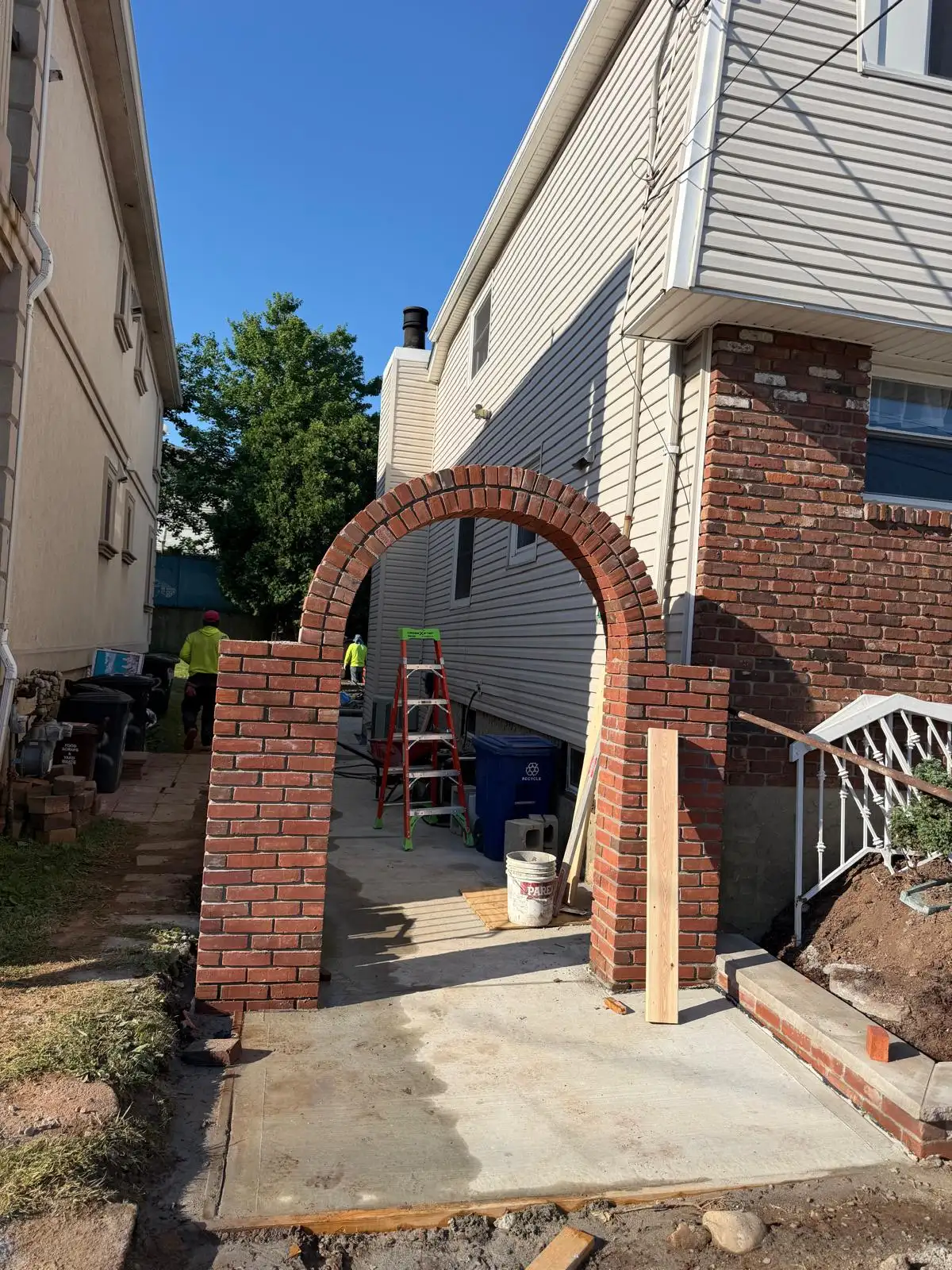 Brick arch entry under construction — Emerson Hill, Staten Island