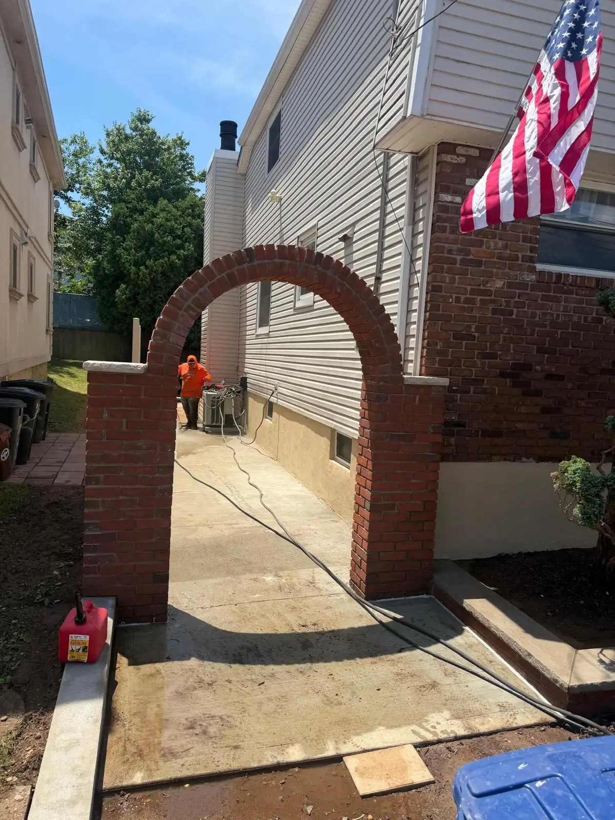 Brick arch gate and walkway — Emerson Hill, Staten Island