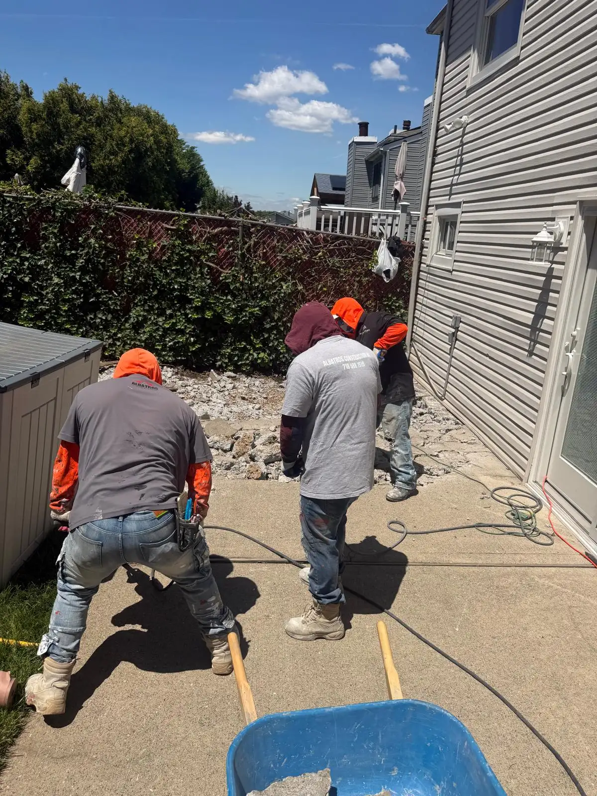 Compacting paver base in backyard — Emerson Hill, Staten Island