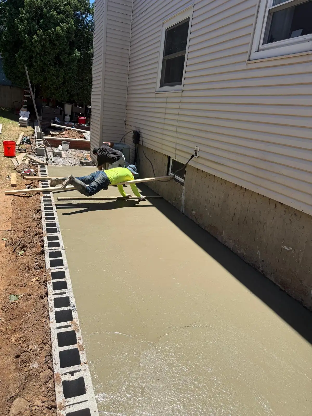 Concrete side walkway with block edge — Emerson Hill, Staten Island