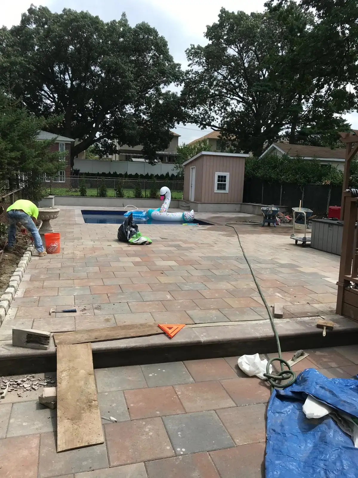 Crew laying paver patio — Arrochar, Staten Island
