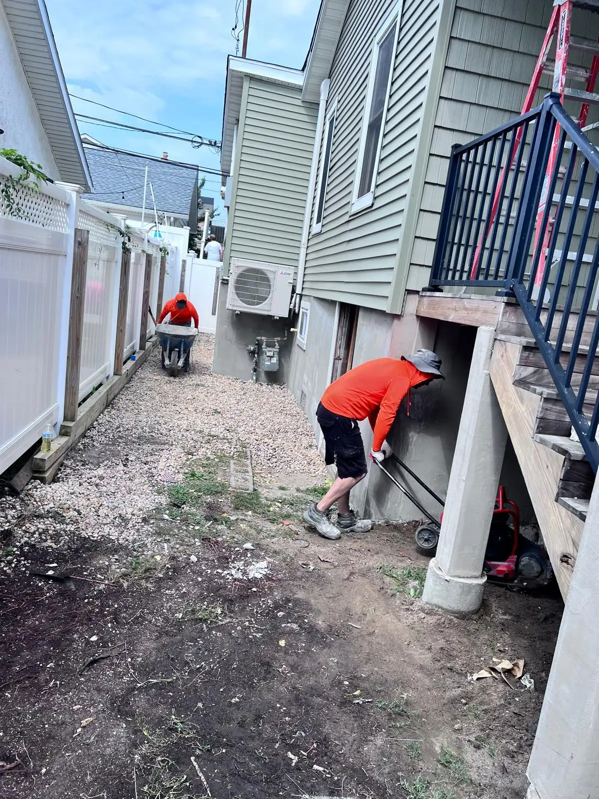 Crew prepping side yard — East Meadow, Long Island