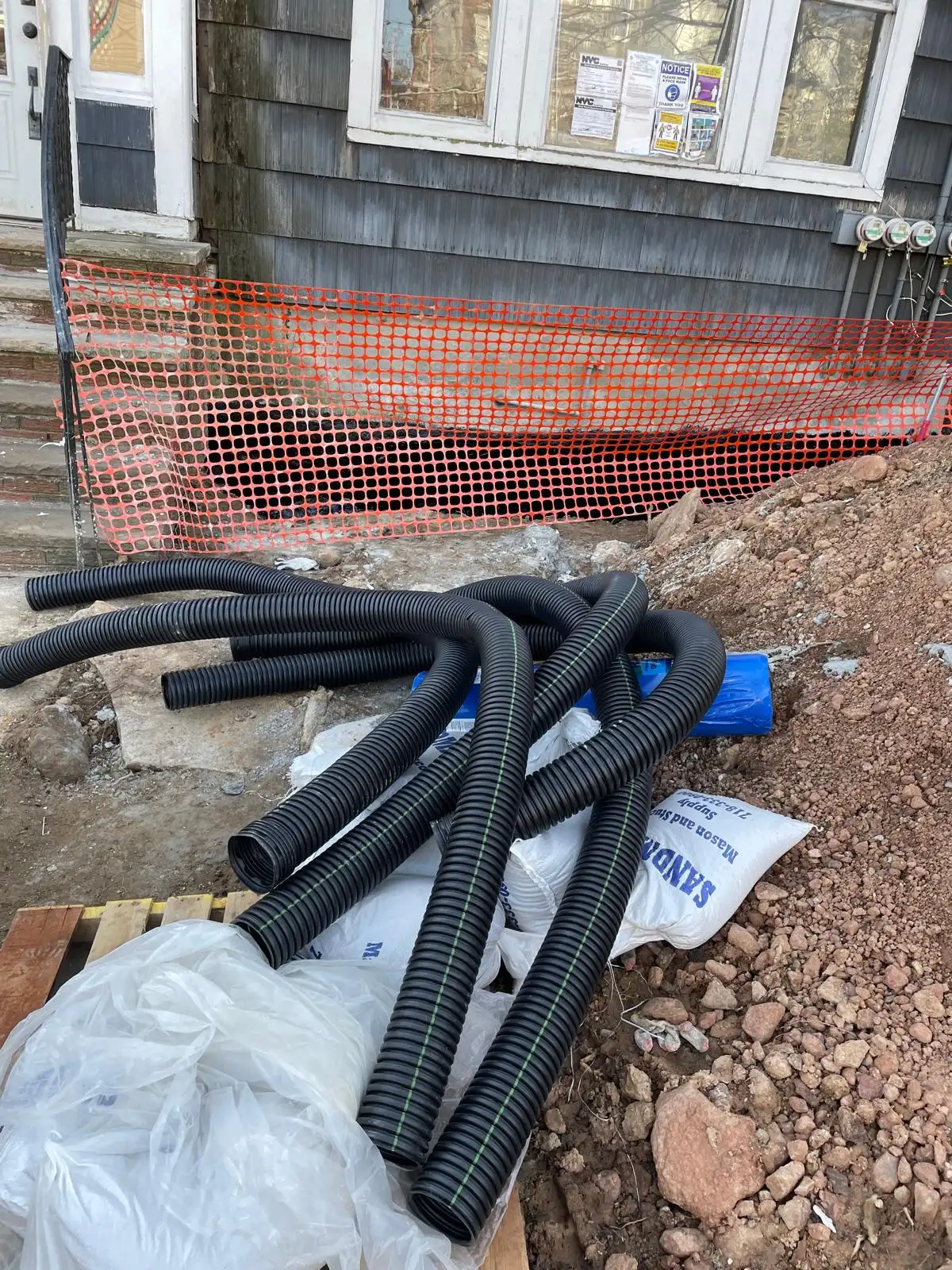 Drain pipe ready for installation — Stapleton, Staten Island