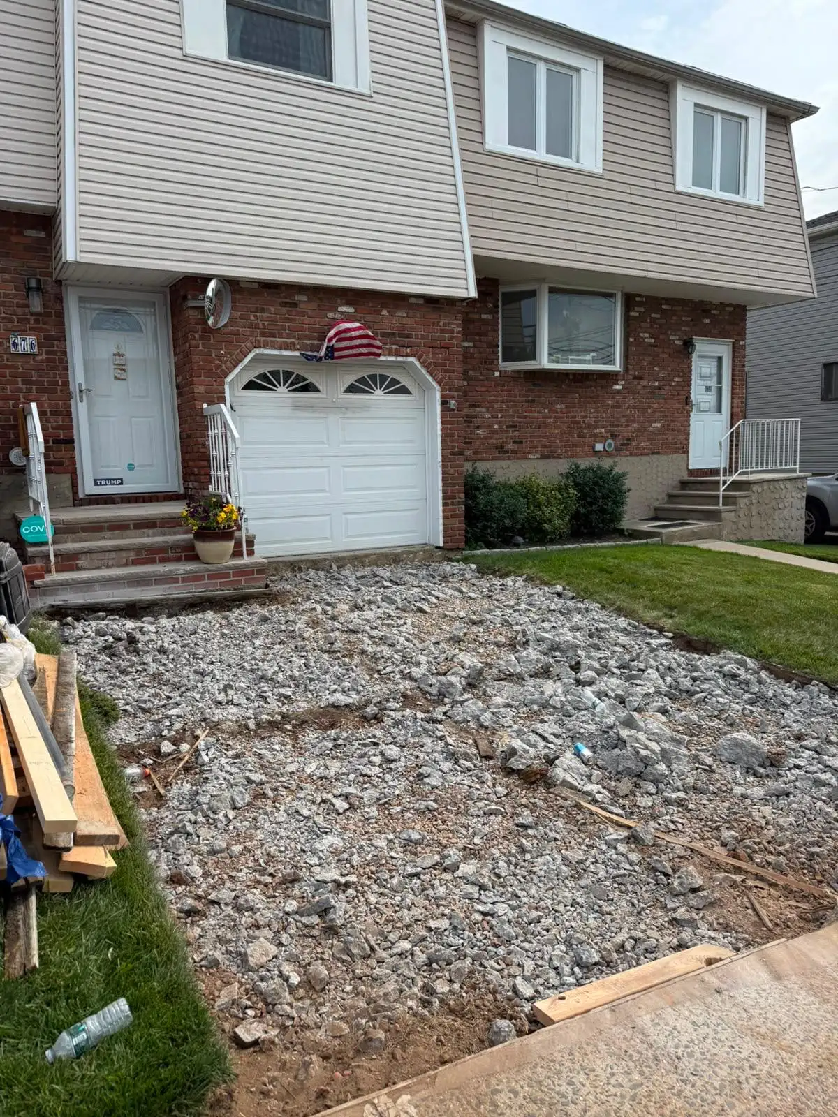 Driveway gravel base preparation — Emerson Hill, Staten Island