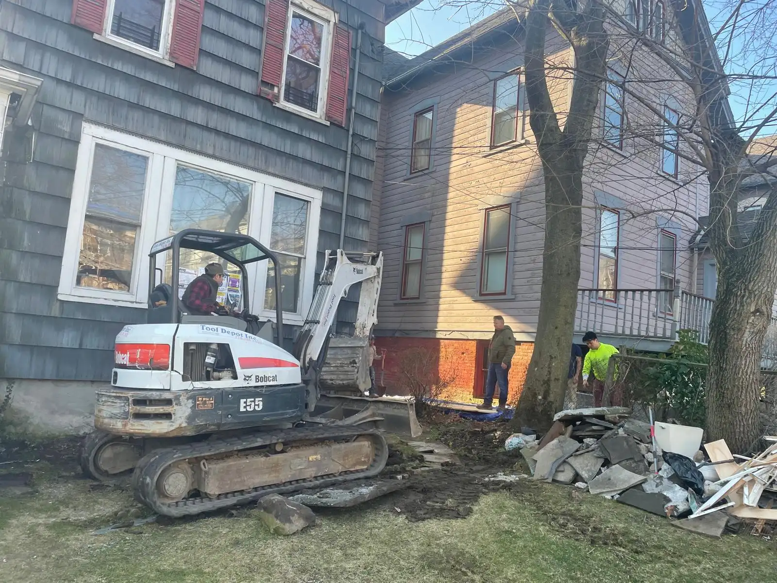 Excavator at house — Stapleton, Staten Island
