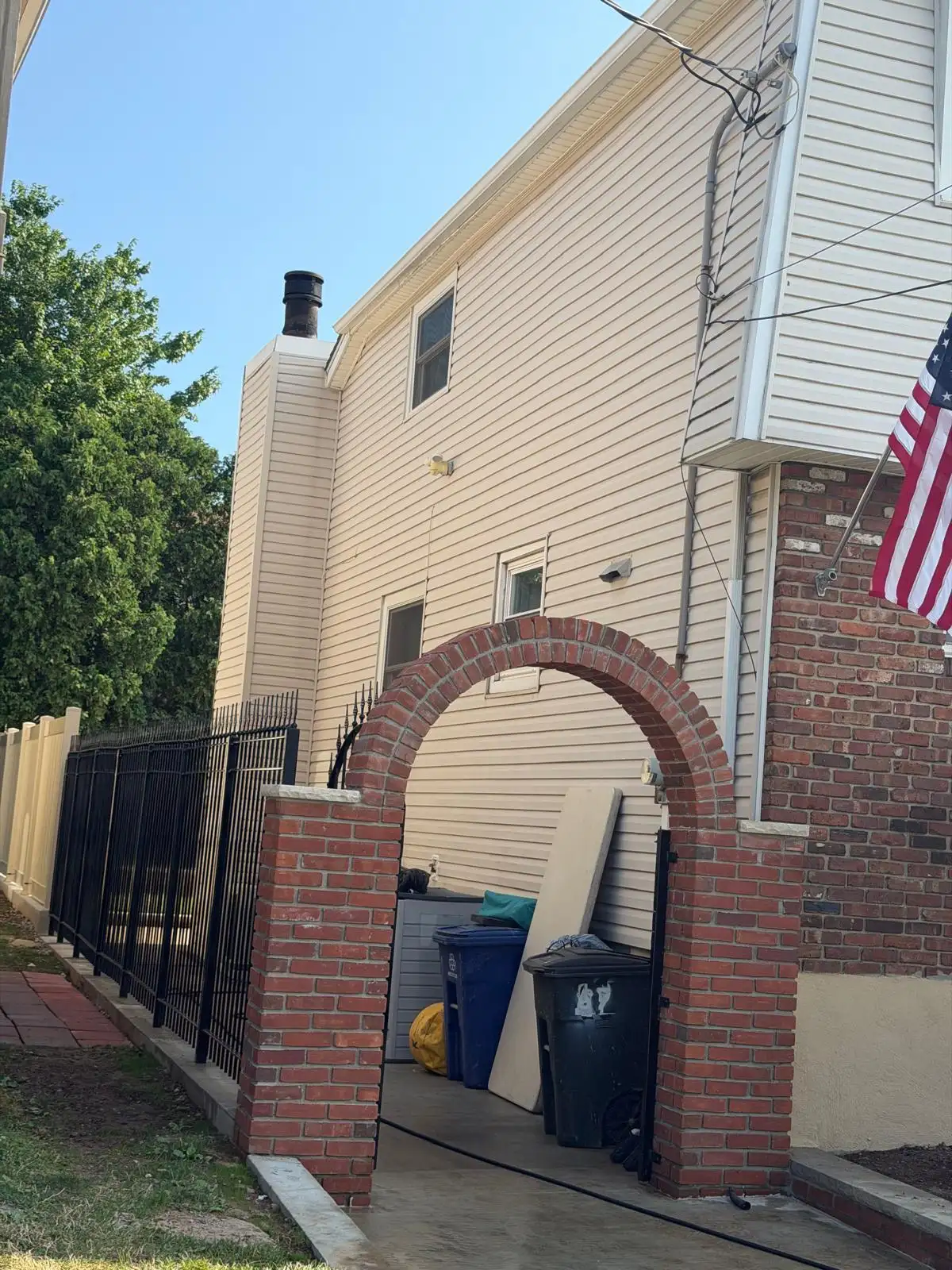 Finished brick arch entry gate — Emerson Hill, Staten Island