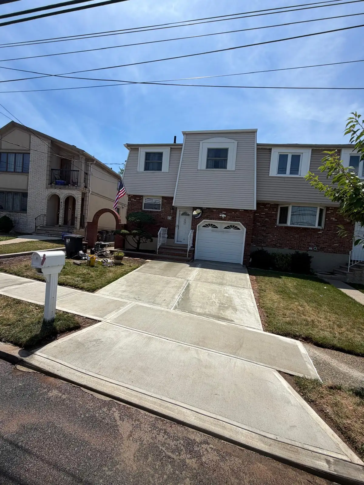 Finished concrete driveway and sidewalk — Emerson Hill, Staten Island
