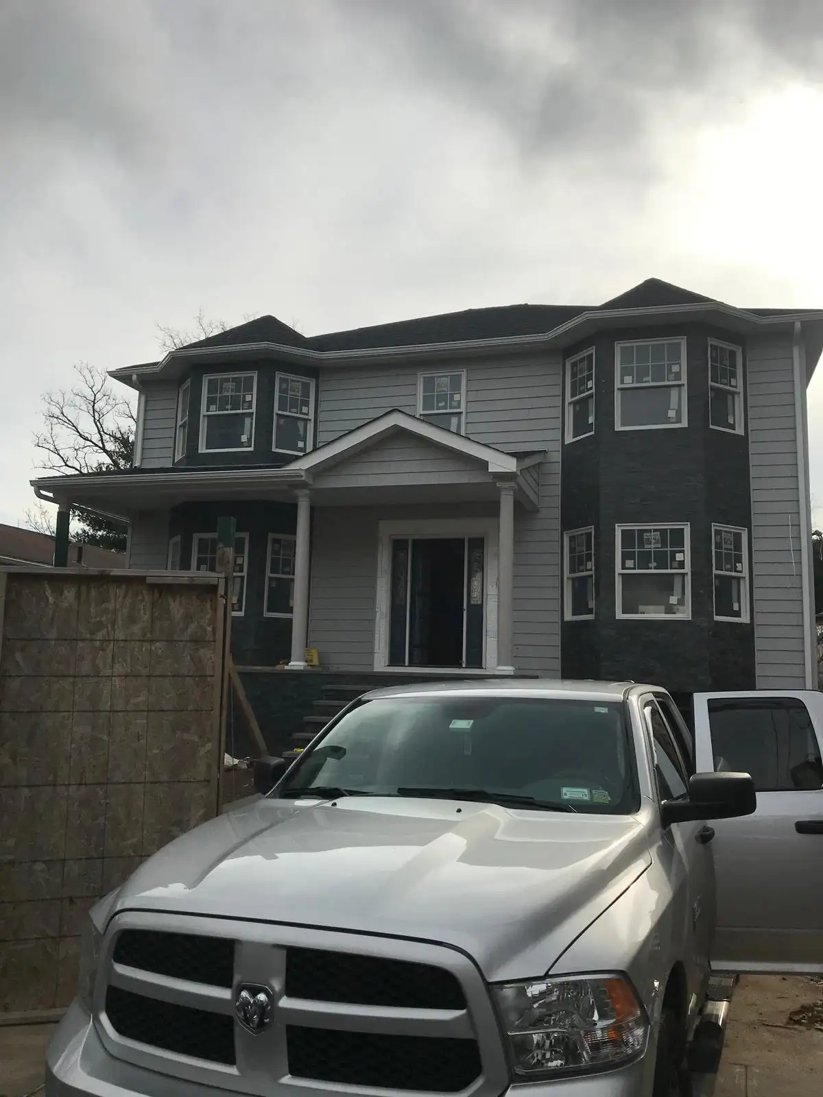 Finished front porch and columns — Castleton Corners, Staten Island