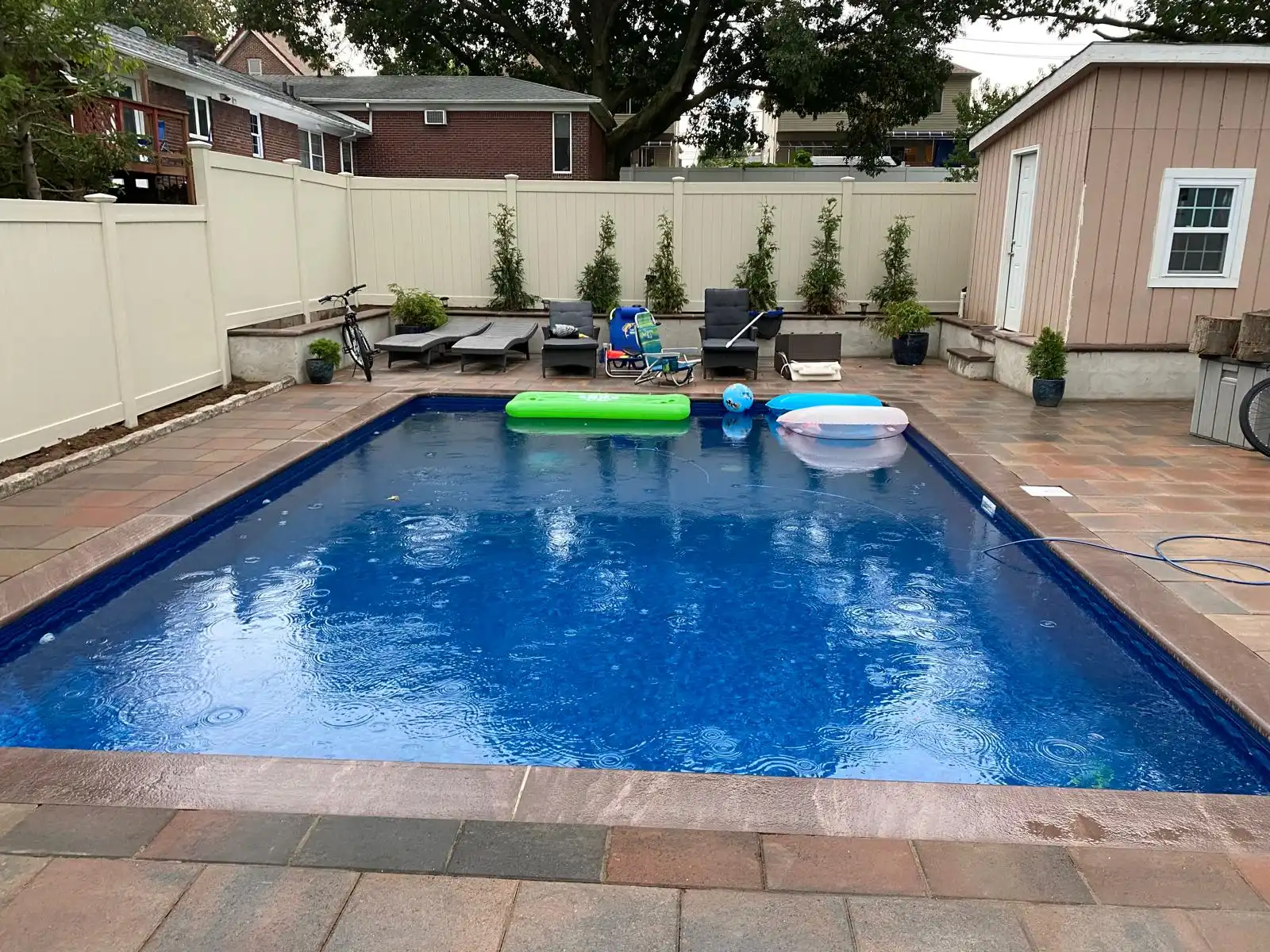 Finished inground pool with pavers — Arrochar, Staten Island