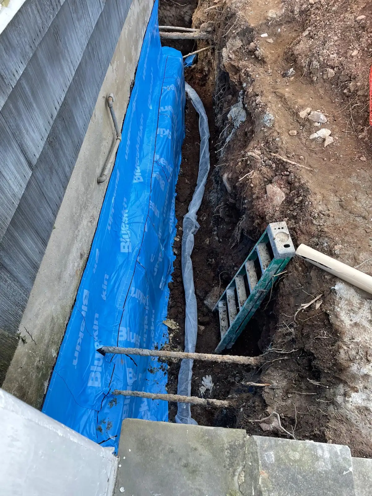 Foundation trench with waterproofing — Stapleton, Staten Island