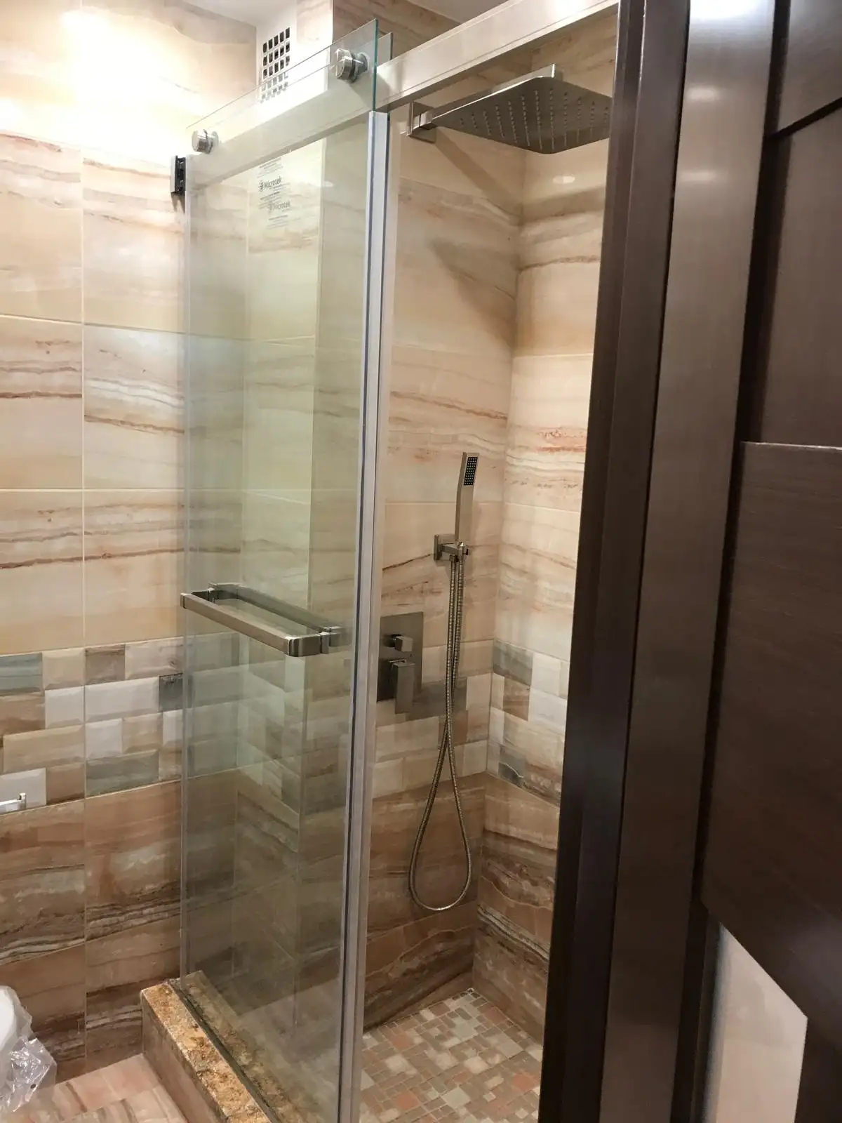 Glass shower with porcelain tile — Brighton Beach, Brooklyn