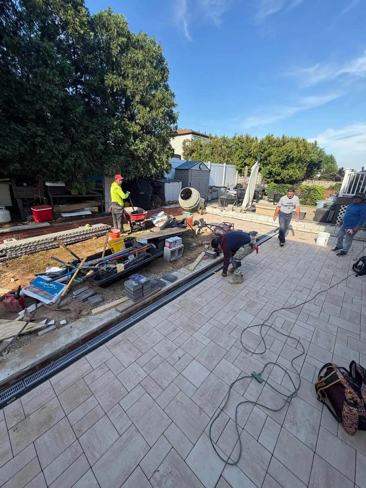 Gray paver patio installation — Emerson Hill, Staten Island