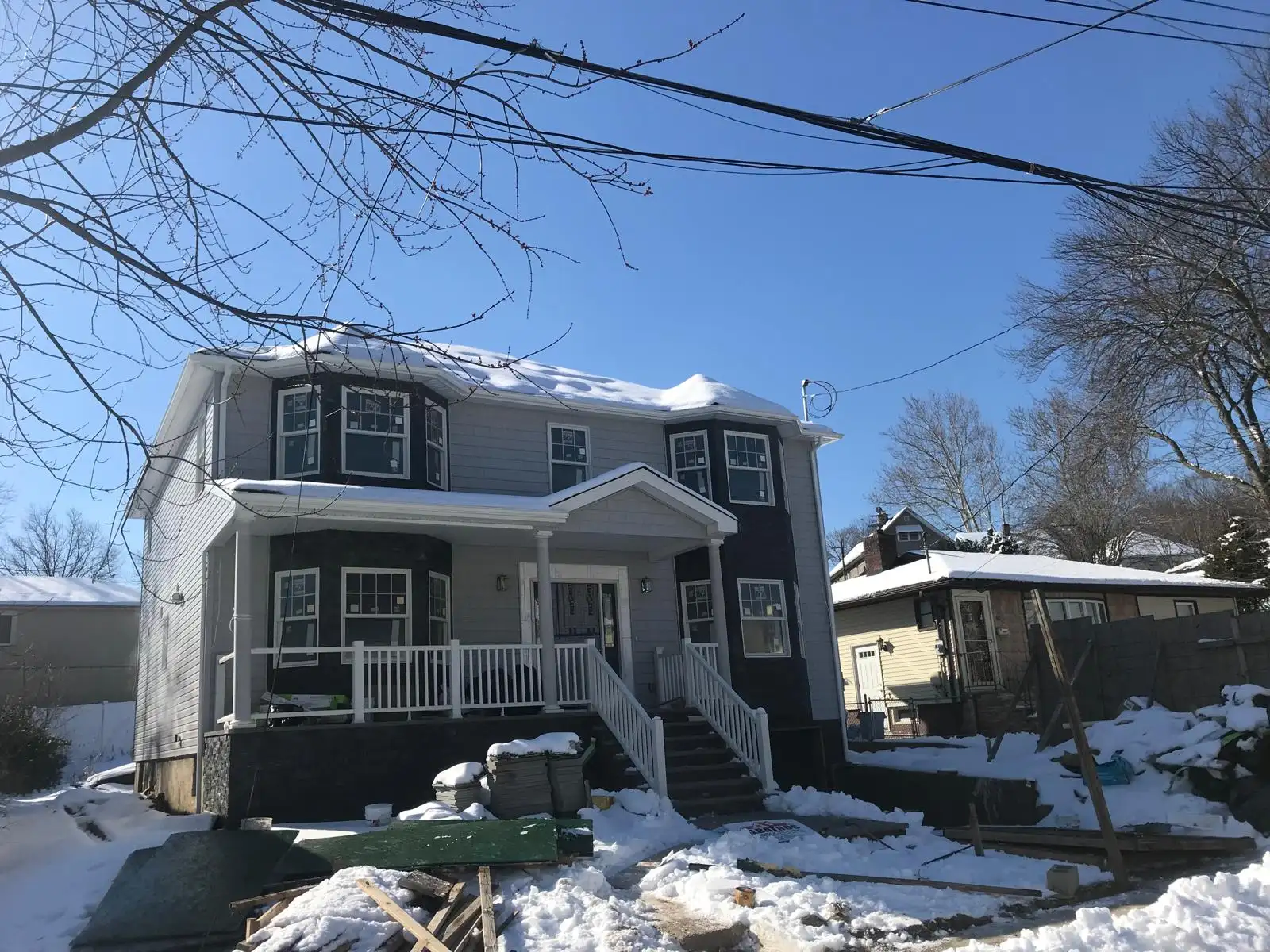 House with new second floor in winter — Castleton Corners, Staten Island