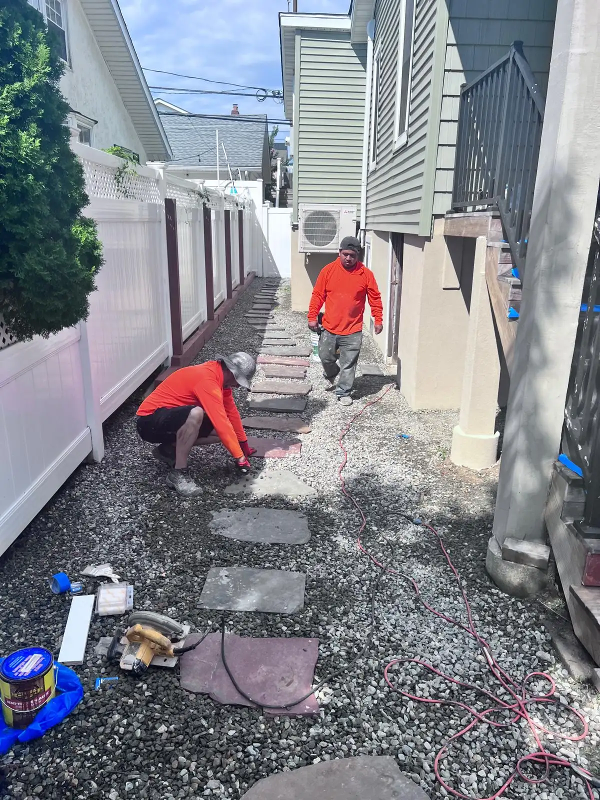 Laying stone walkway — East Meadow, Long Island