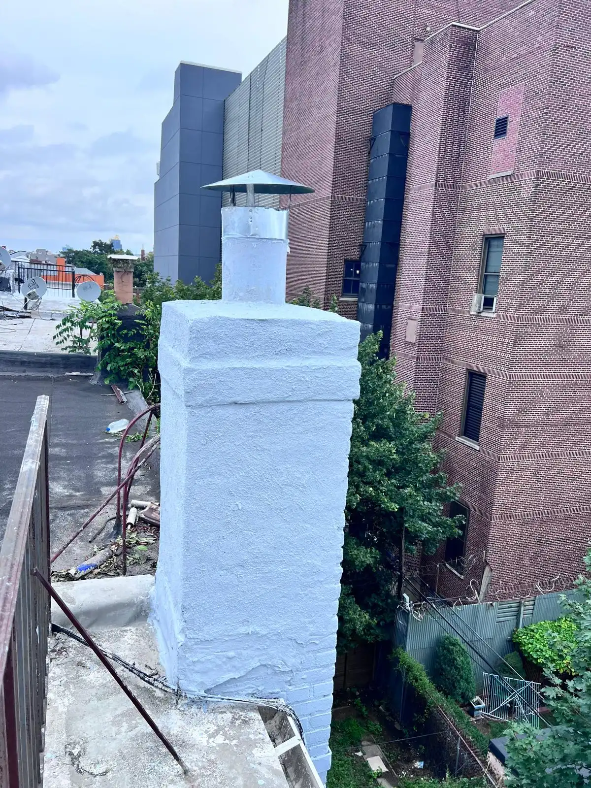 New chimney cap and stucco chimney — Bath Beach, Brooklyn
