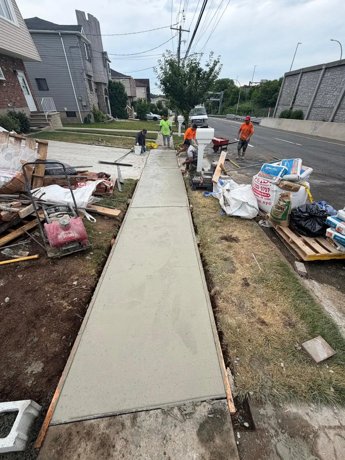 New concrete sidewalk — Emerson Hill, Staten Island