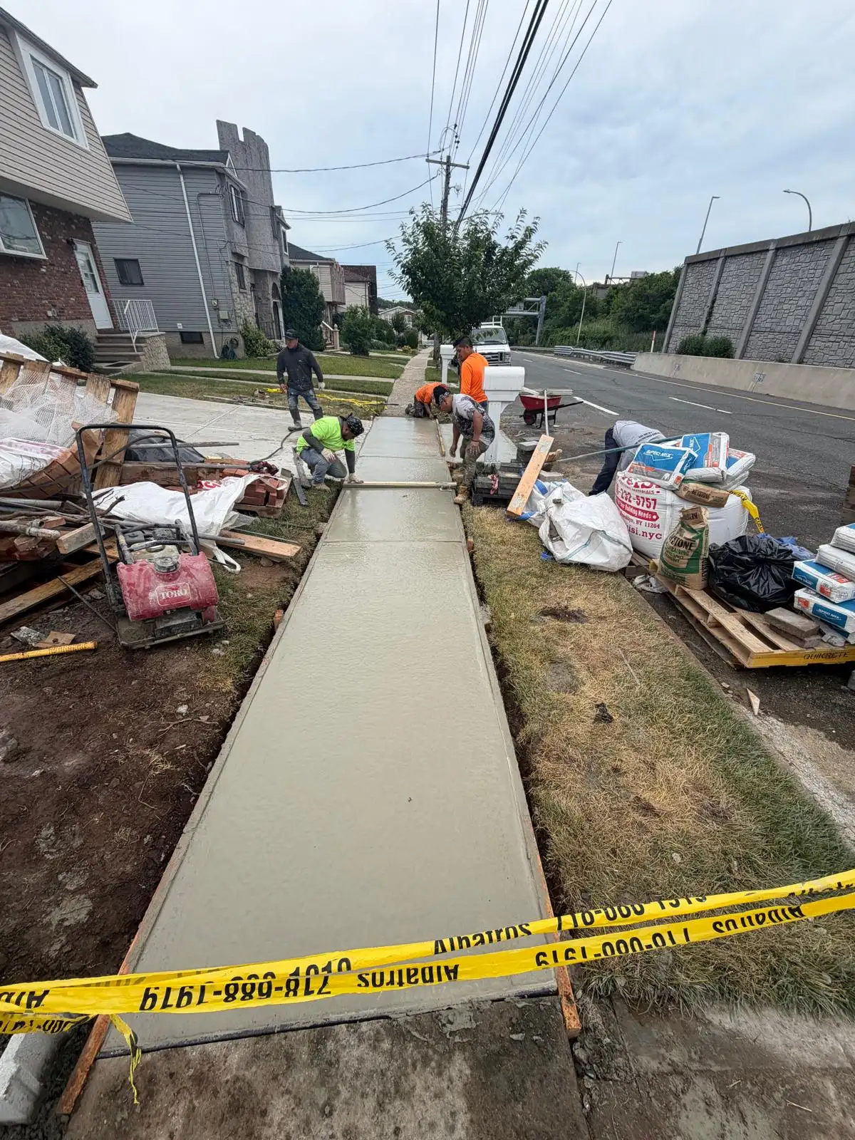 New concrete sidewalk pour — Emerson Hill, Staten Island