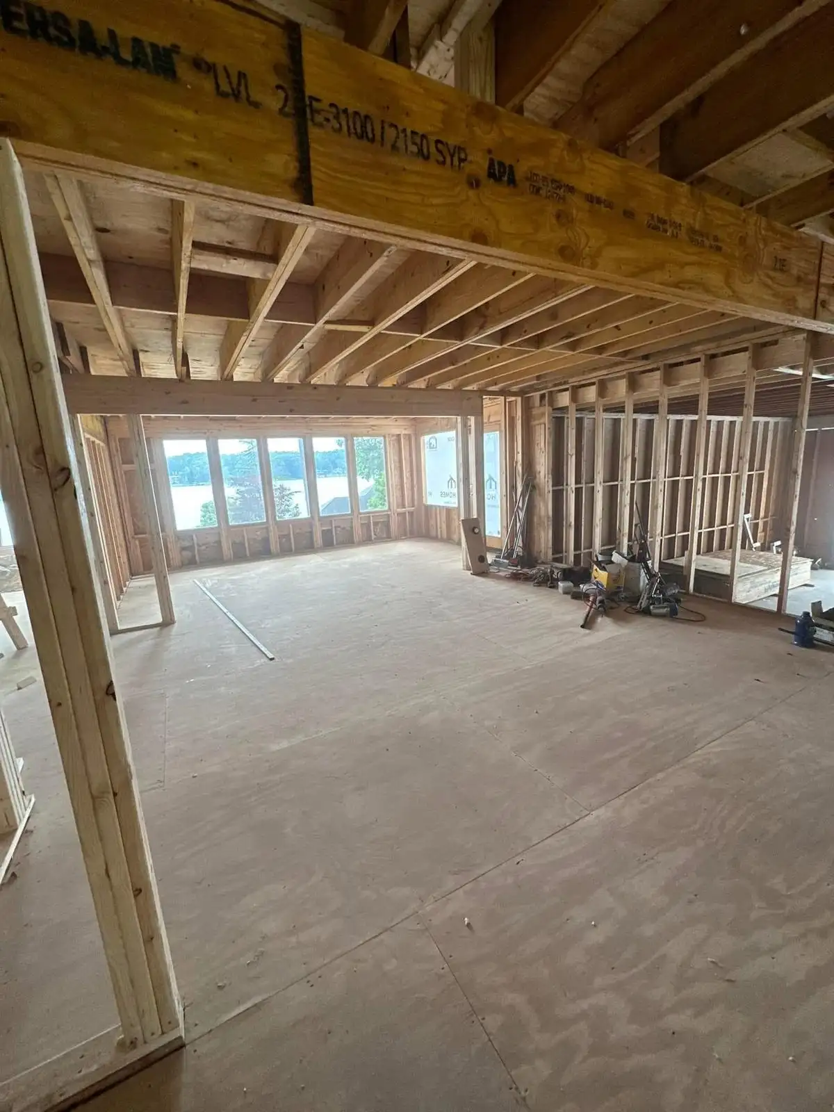 New floor framing with front window wall — Arrochar, Staten Island
