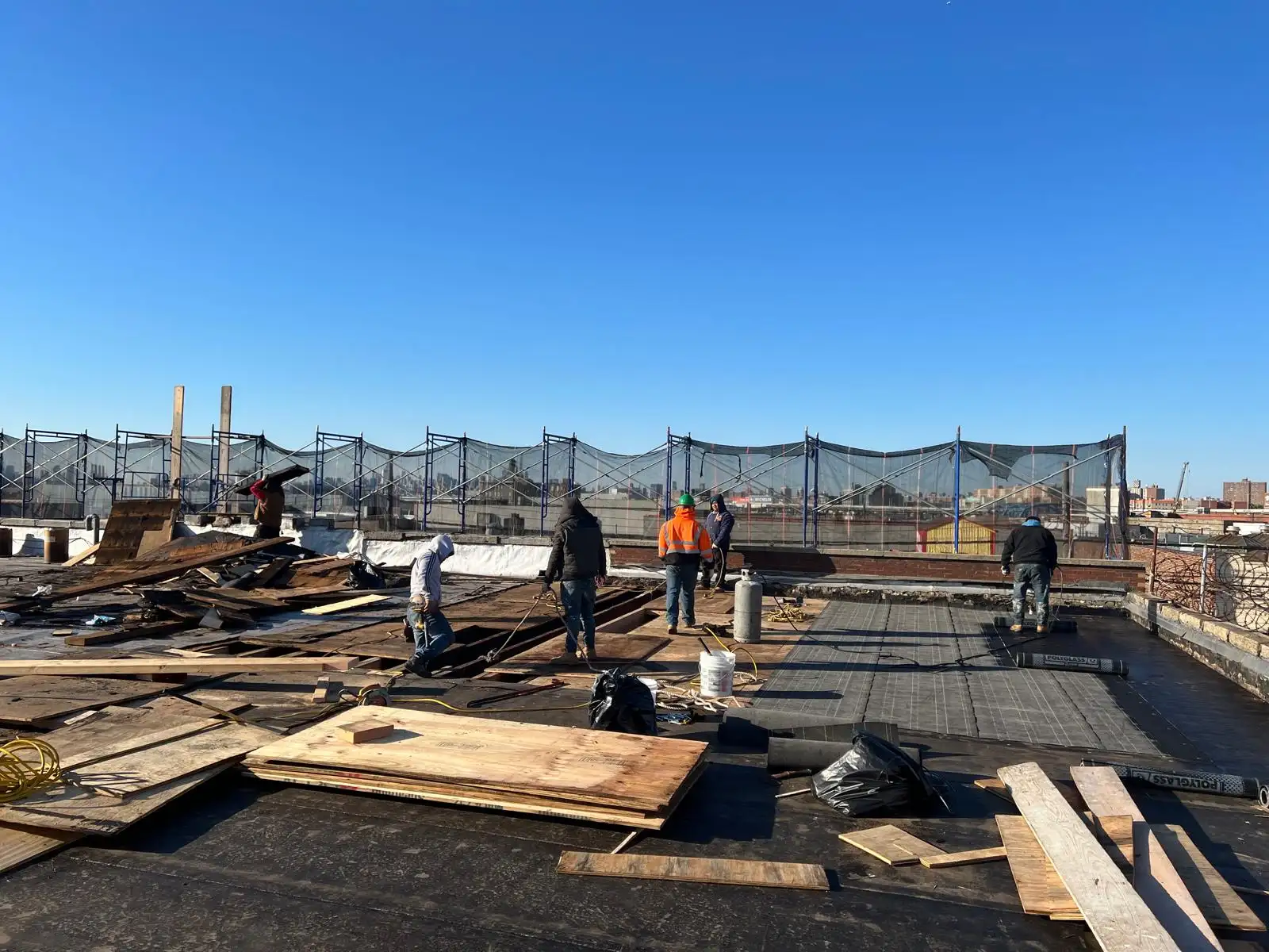 New plywood roof decking — Hunts Point, Bronx