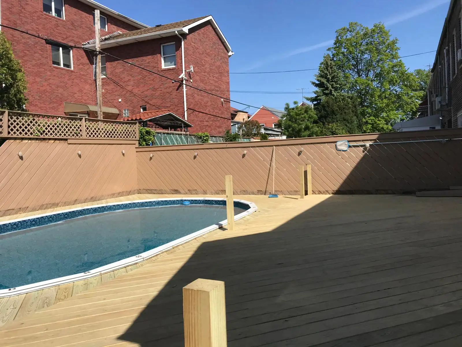 New pool deck framing view — Dyker Heights, Brooklyn