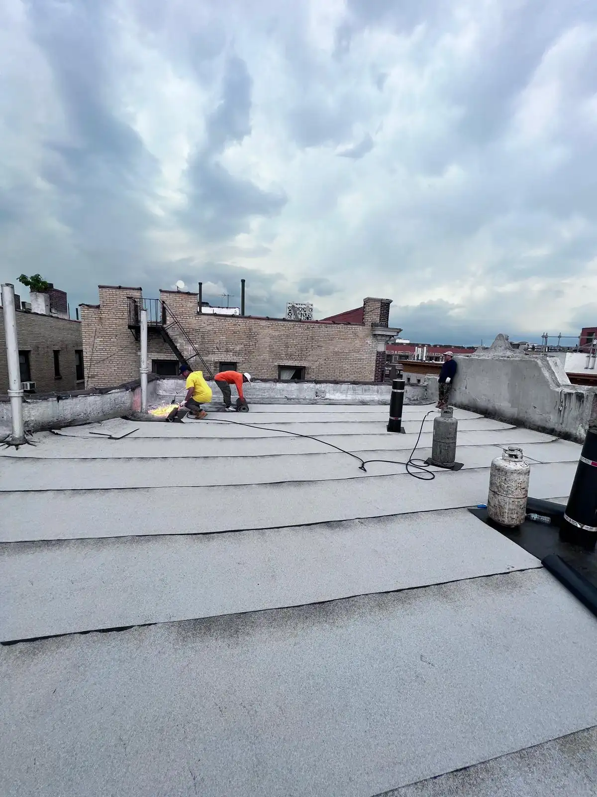 New SBS roof along parapet — Washington Heights, Manhattan