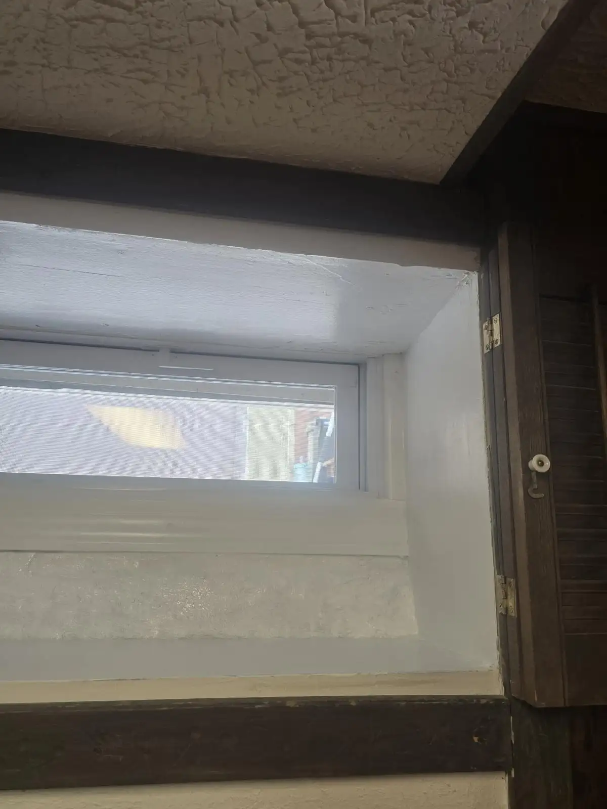 New vinyl basement window with white trim — Eltingville, Staten Island