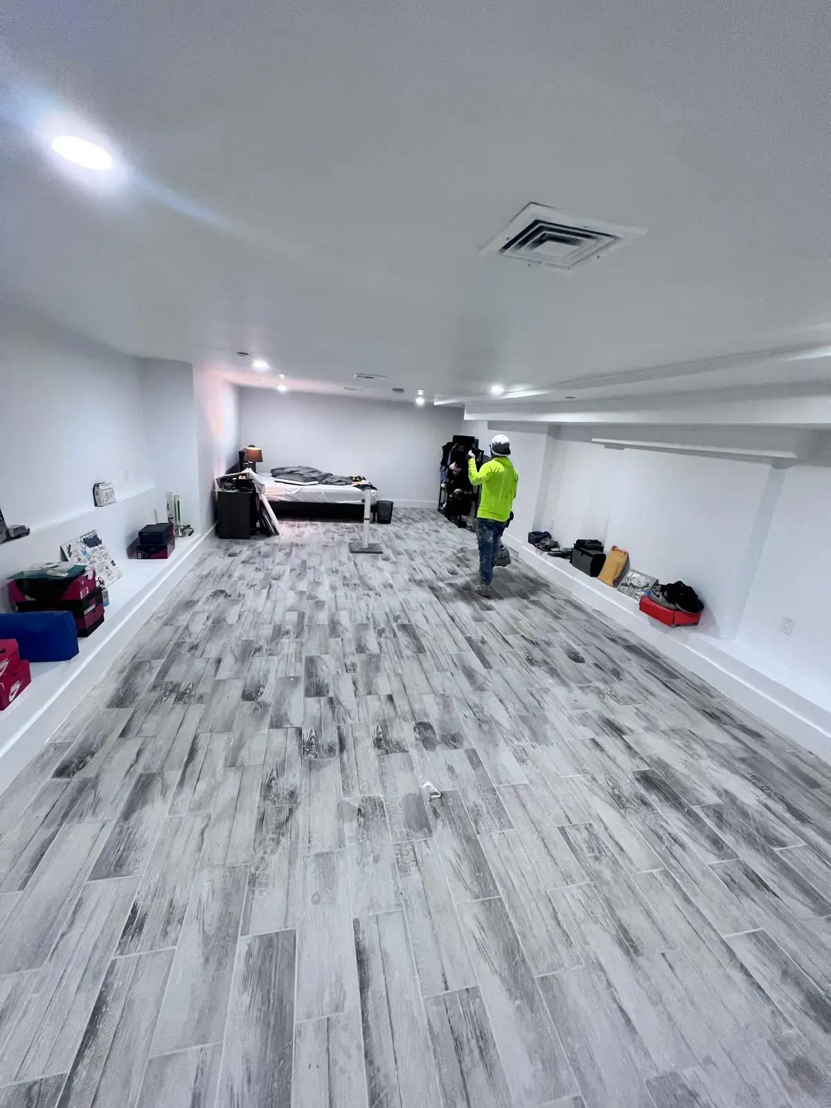 Painting basement walls — Bedford-Stuyvesant, Brooklyn