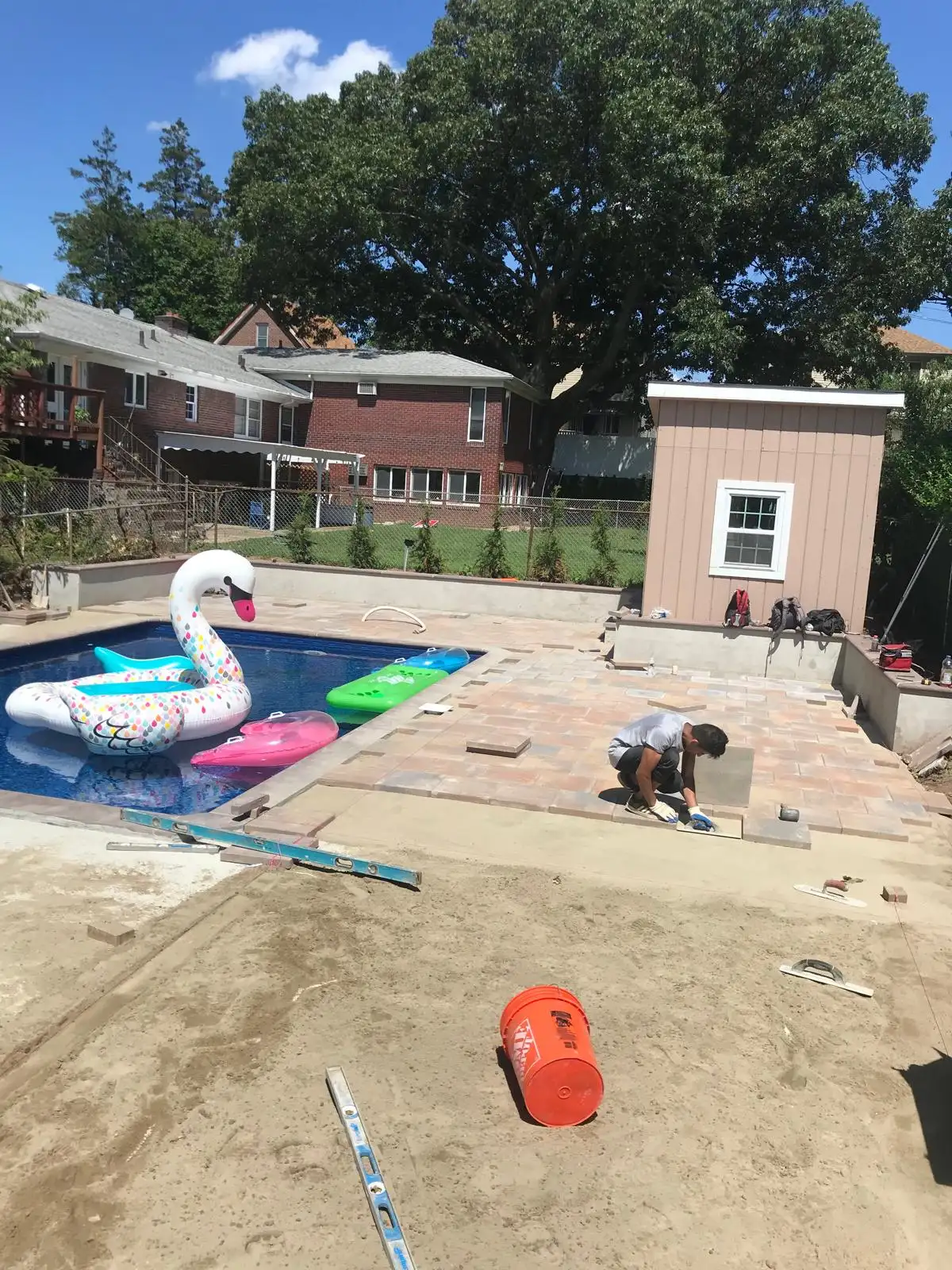 Paver installation around pool — Arrochar, Staten Island