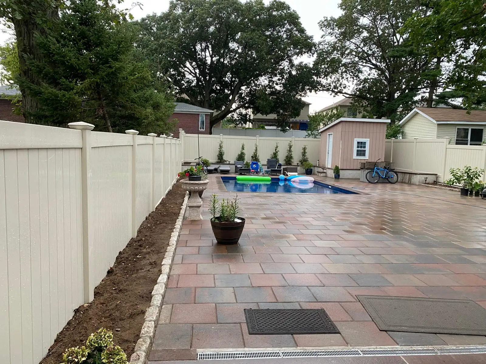 Paver patio with planters — Arrochar, Staten Island