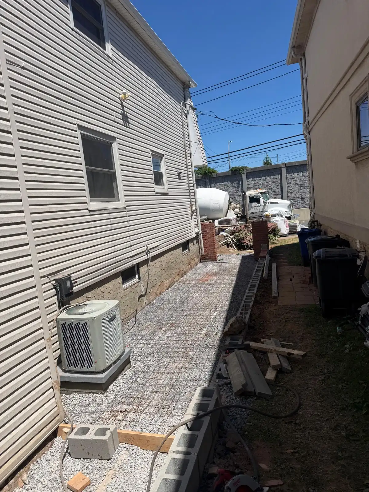 Paver side walkway along house — Emerson Hill, Staten Island