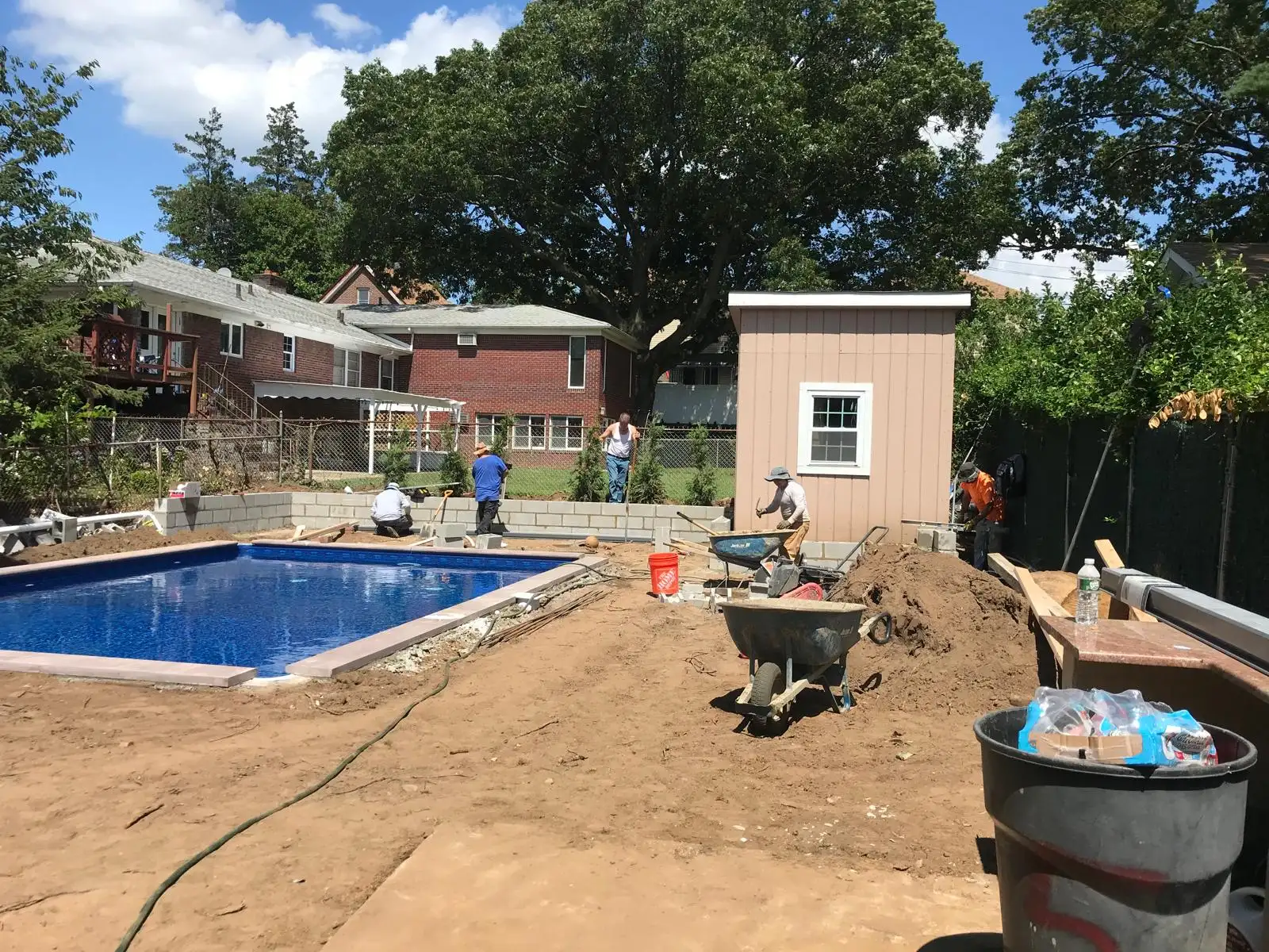 Pool construction with grading — Arrochar, Staten Island
