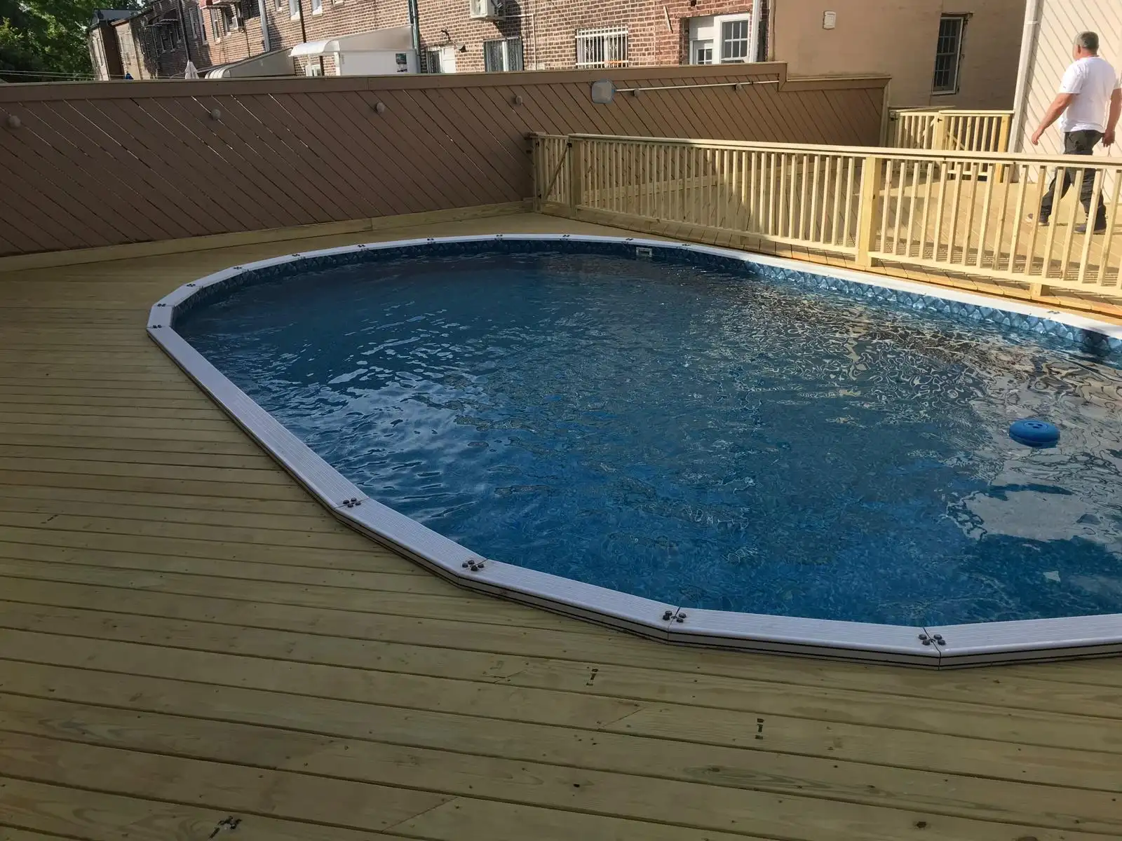 Pool deck with new railings — Dyker Heights, Brooklyn