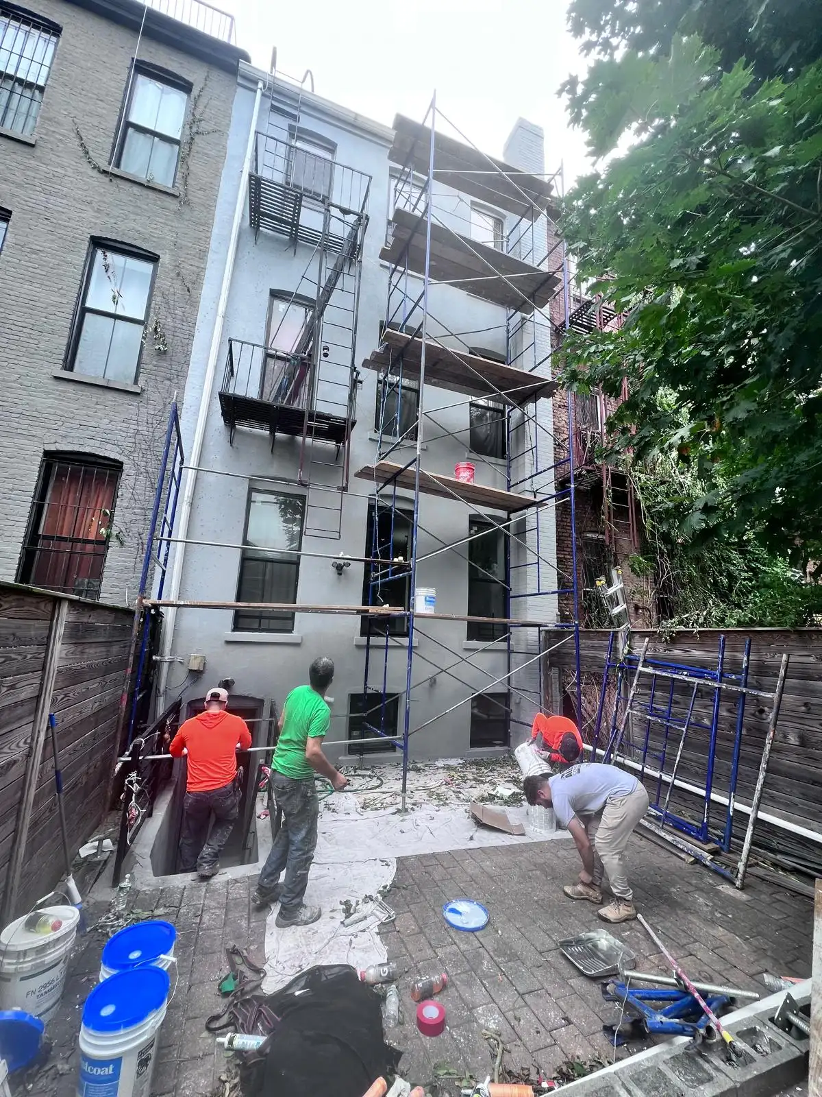 Rear yard work and scaffolding — Bath Beach, Brooklyn