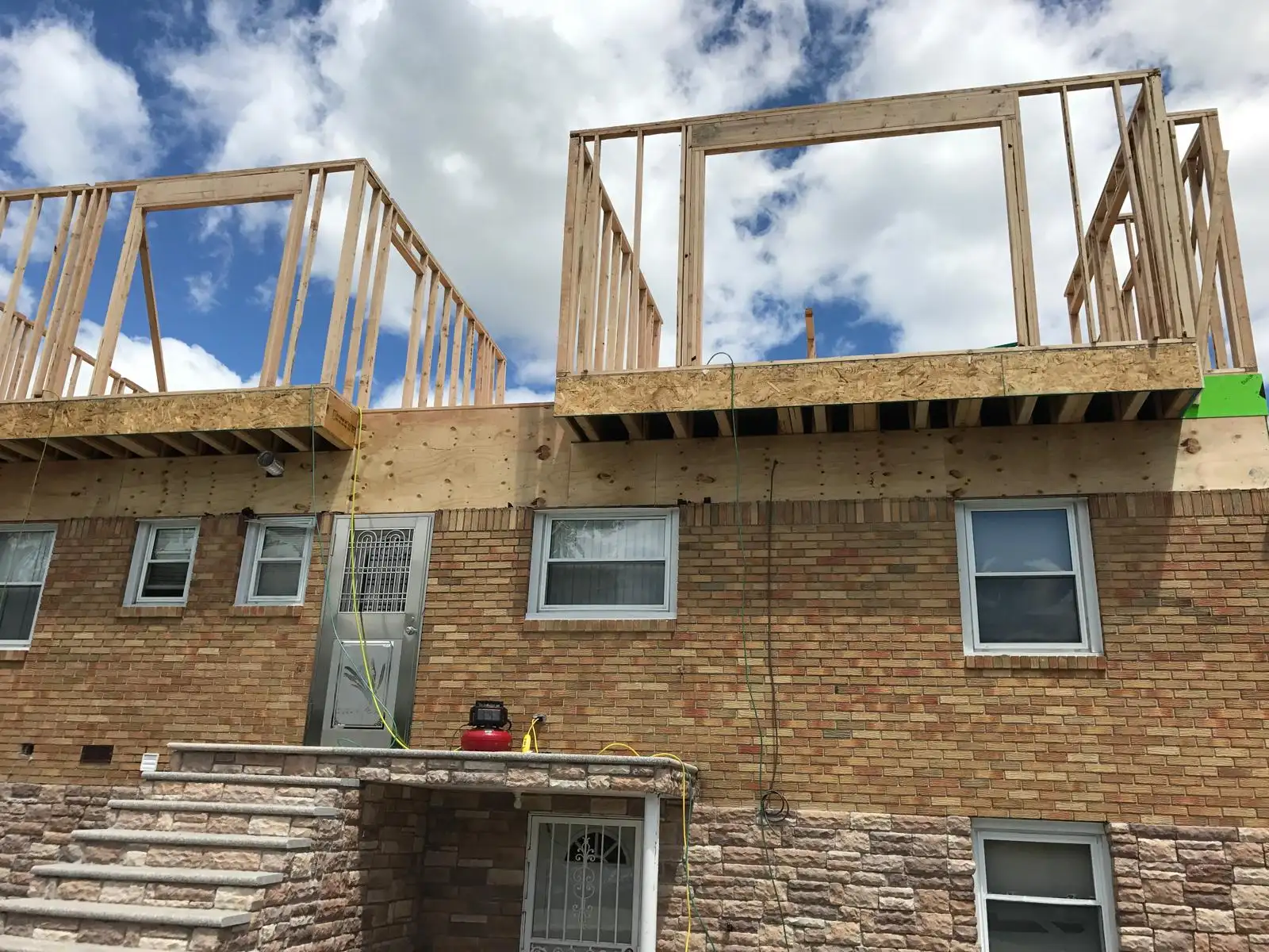Second floor wall framing over brick — Great Kills, Staten Island