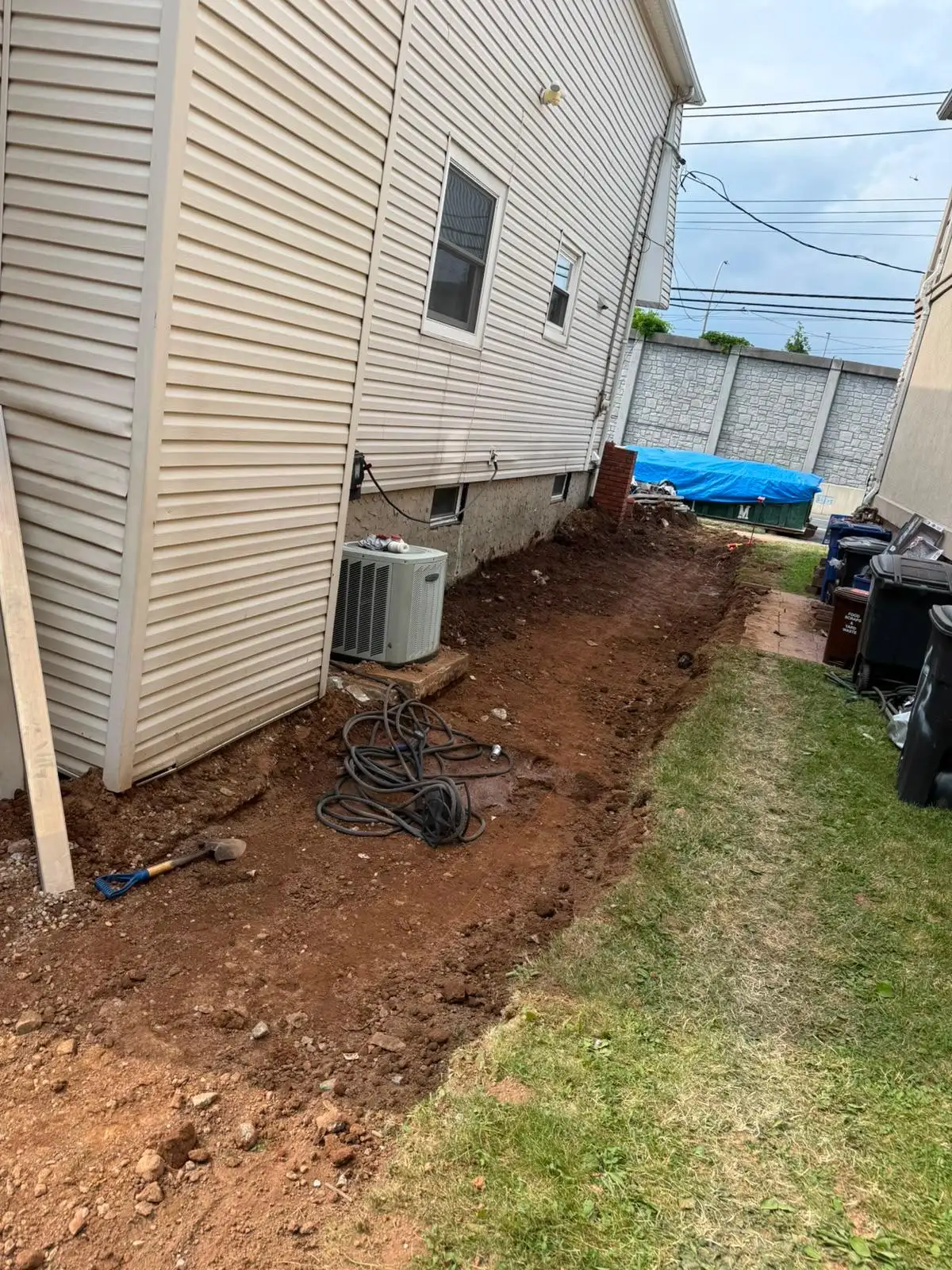 Side yard before new pavers — Emerson Hill, Staten Island
