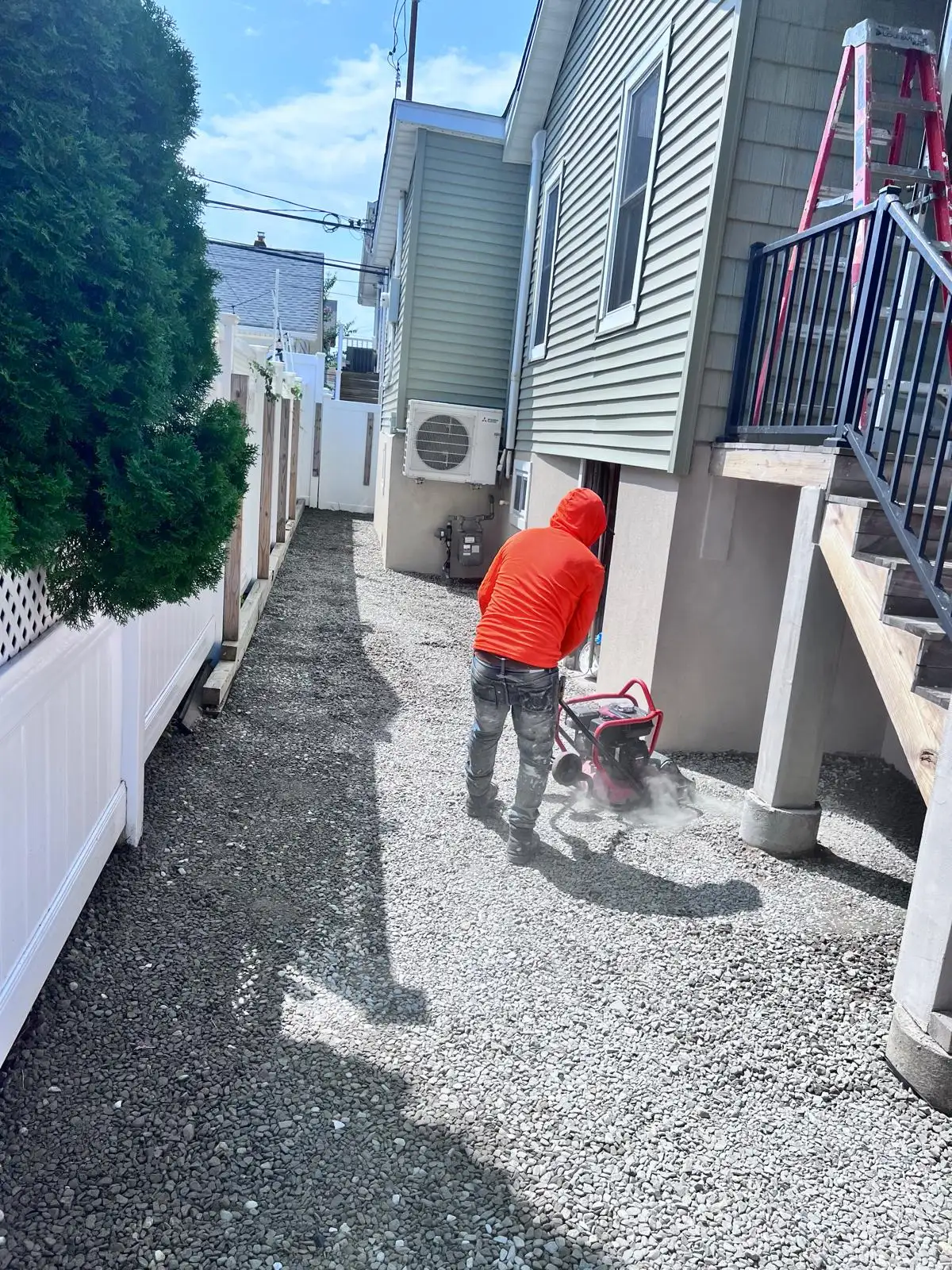 Side yard gravel finish — East Meadow, Long Island