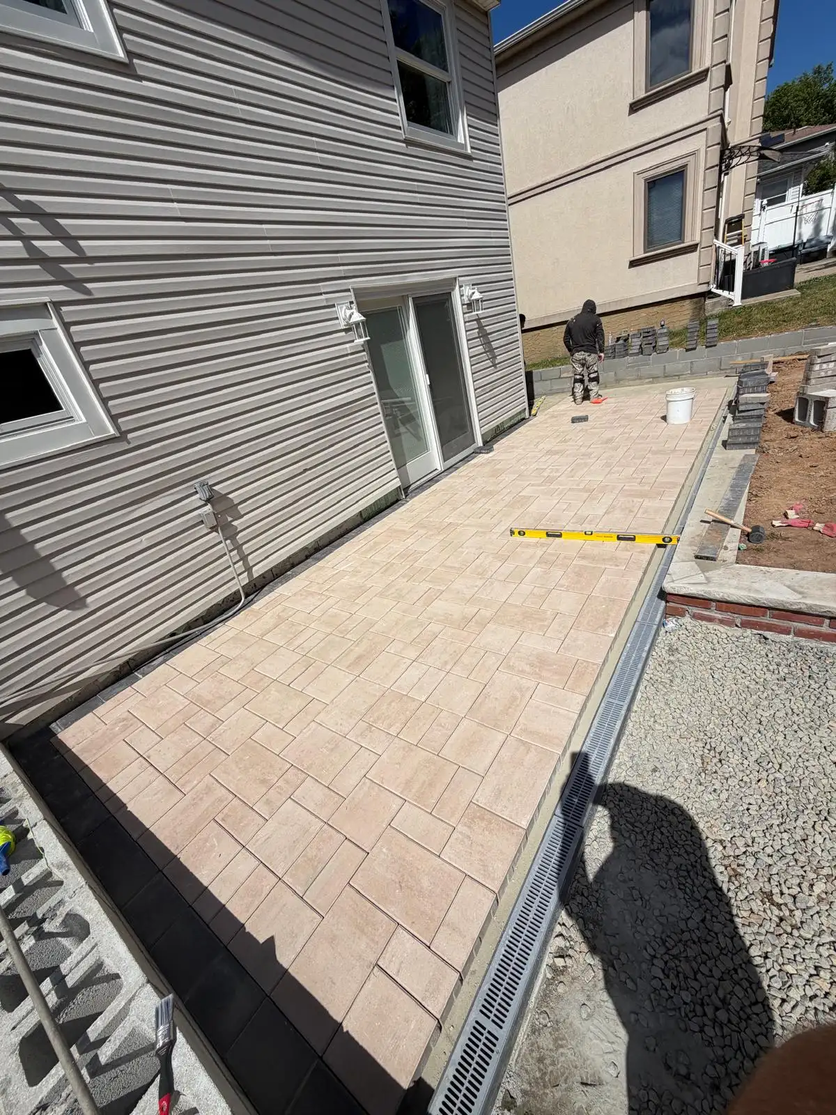 Side yard paver installation — Emerson Hill, Staten Island