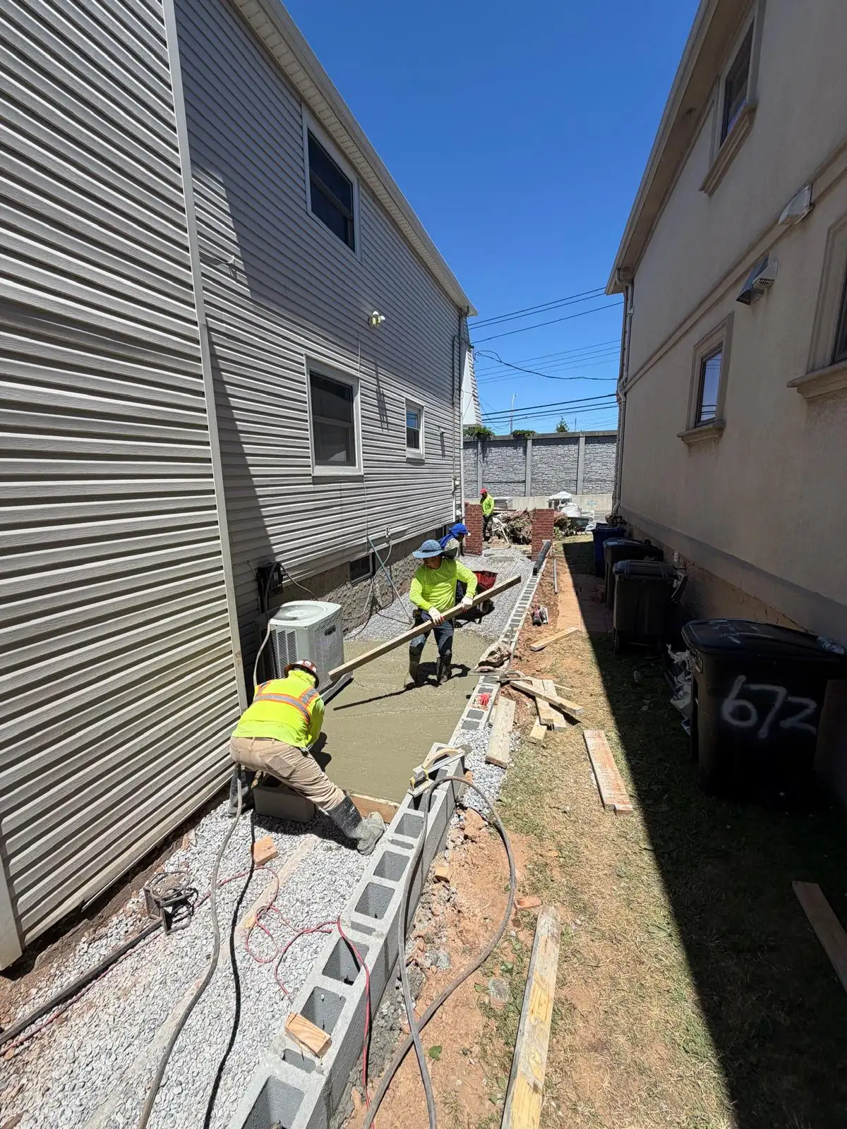 Side yard retaining wall work — Emerson Hill, Staten Island