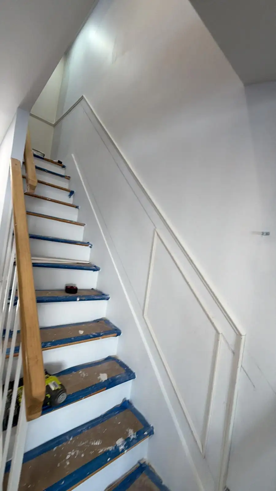 Staircase wall molding installation — Bath Beach, Brooklyn