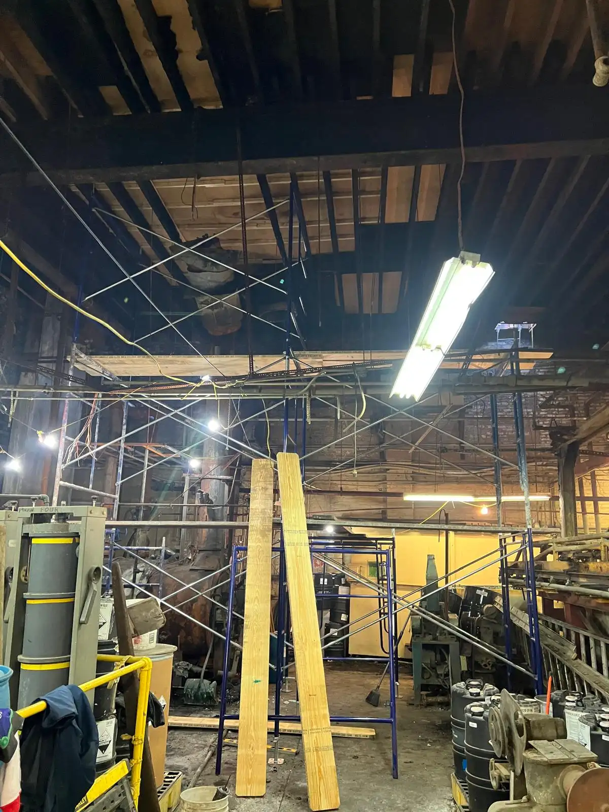 Temporary shoring inside factory — Hunts Point, Bronx