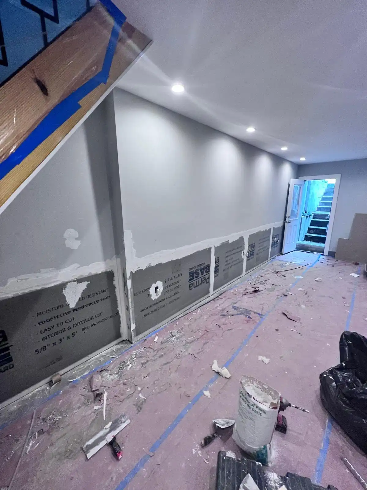 Waterproofing exposed basement wall — Bedford-Stuyvesant, Brooklyn