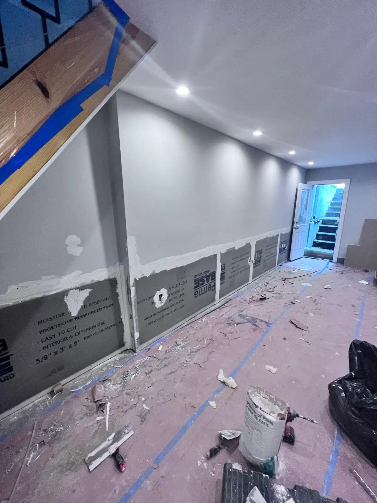Waterproofing exposed basement wall — Bedford-Stuyvesant, Brooklyn